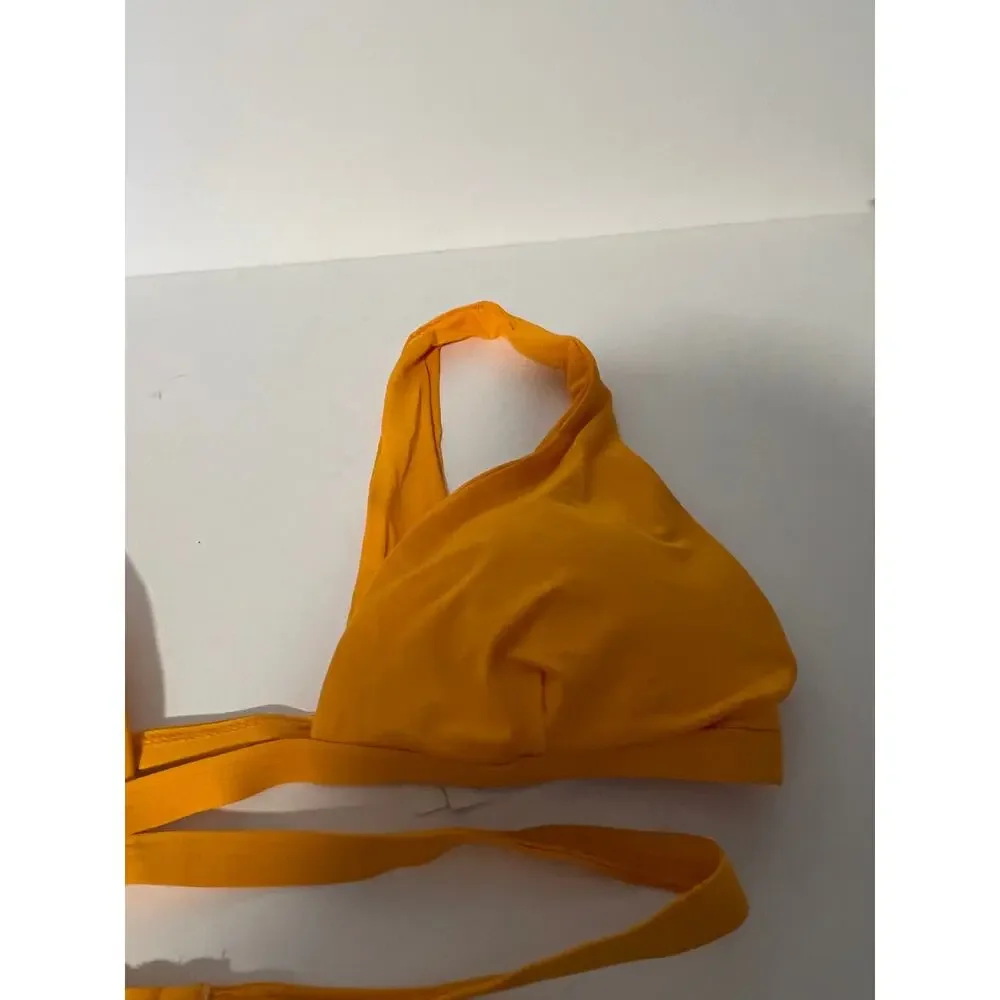 NWT L*Space Women's Avery Wrap-Style Beach Swim Bikini Top Mango Orange Size L